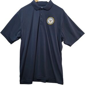 Vansport Mens XL Navy Blue US Navy Embroidered Performance Polo Shirt 2600